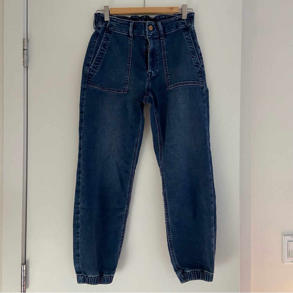 Women’s Denim Jogger Elastic Waist Jeans | Size 27 | Blue Indigo Denim